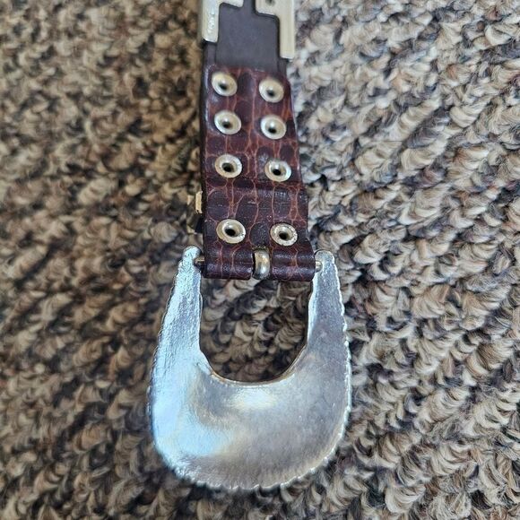 Genuine Brown Alligator Leather Silver Studded Belt Captiva Collect. Model #5950 main image 7